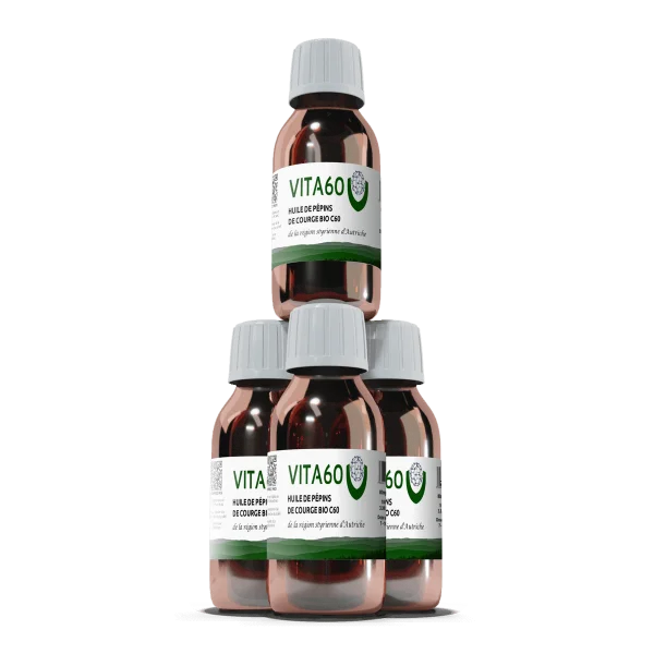 4 flacons C60 huile de pepins de courge